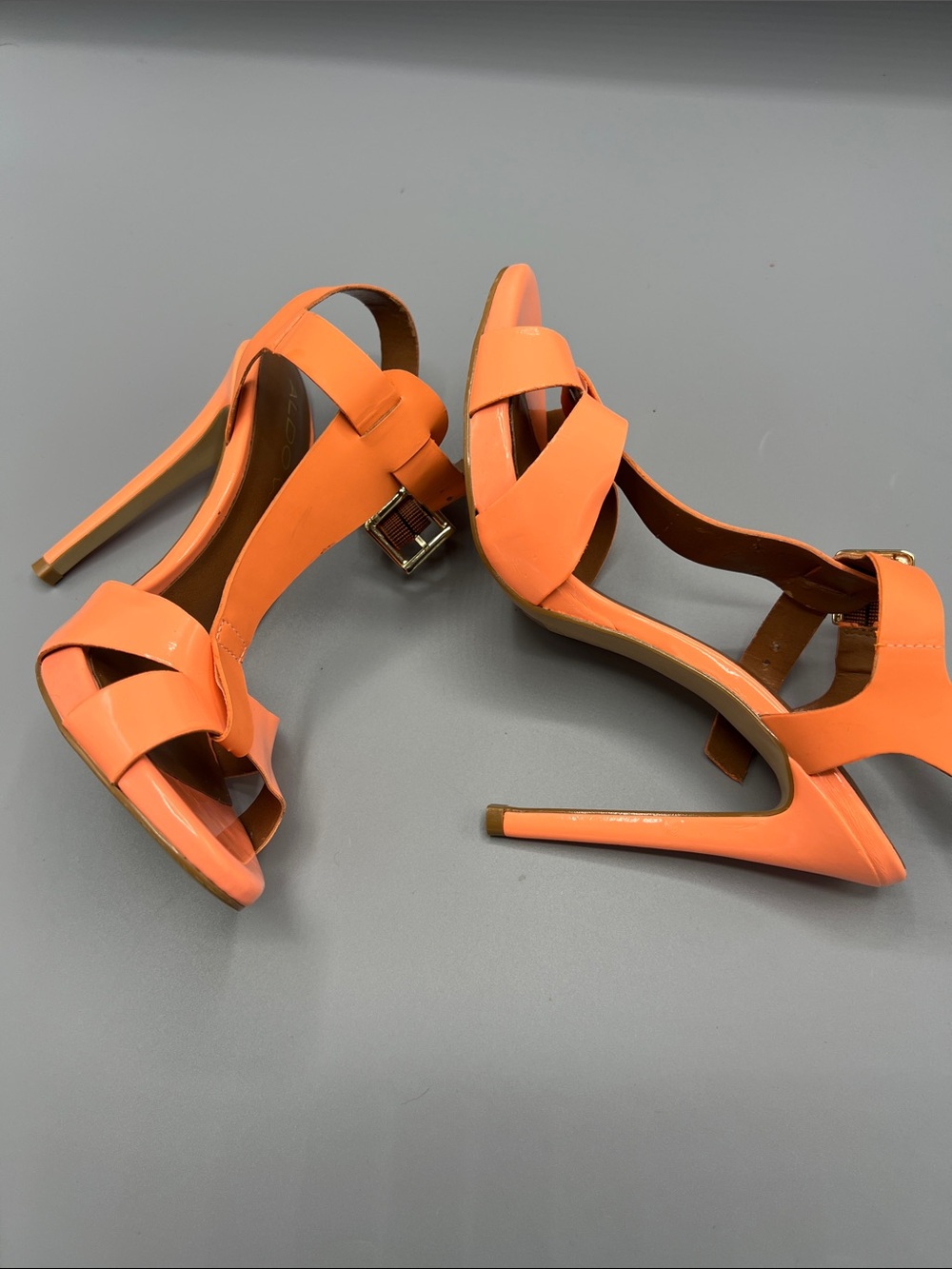 Aldo Women's Orange Strappy High-Heel Sandal size 7.5 - Picture 6 of 9